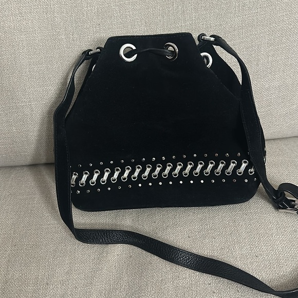 Suede black Michael Kors bucket Crossbody - Picture 2 of 4